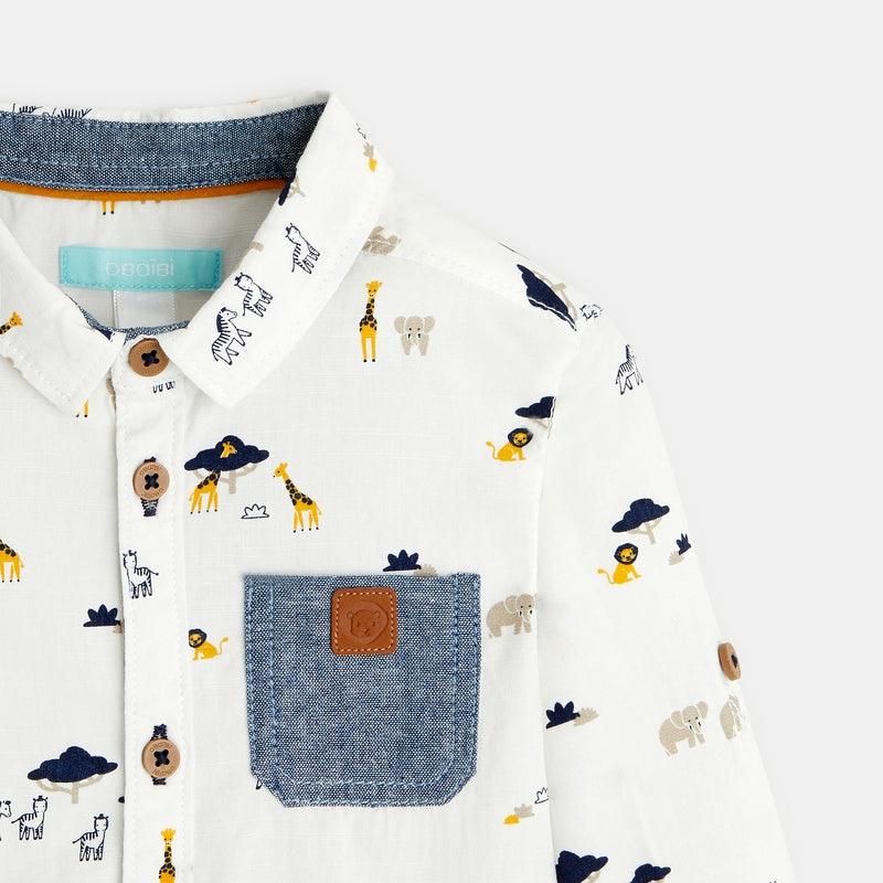 OBAIBI - חולצה מכופתרת בהדפס חיות לתינוקות - MASHBIR//365