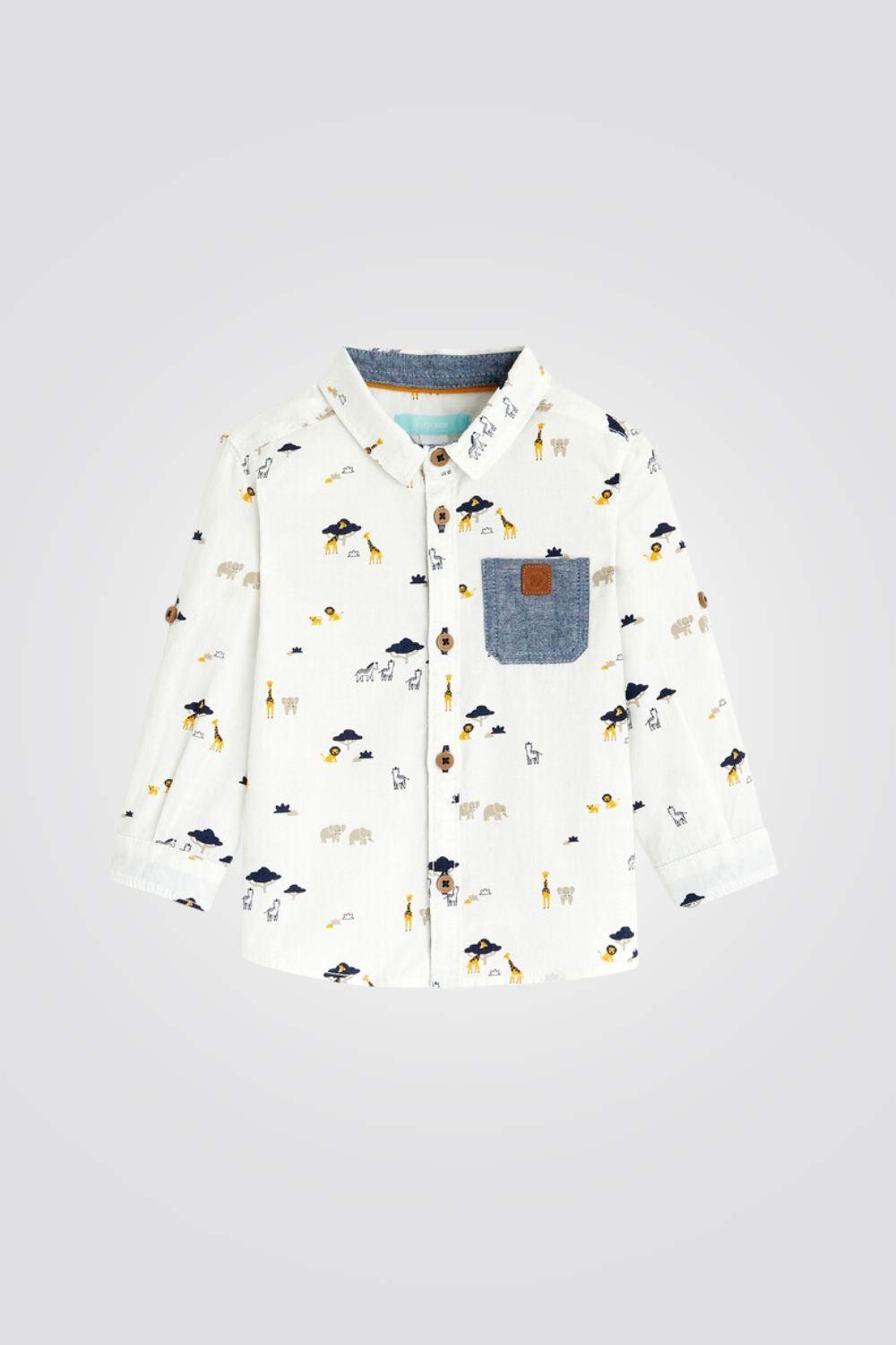 OBAIBI - חולצה מכופתרת בהדפס חיות לתינוקות - MASHBIR//365