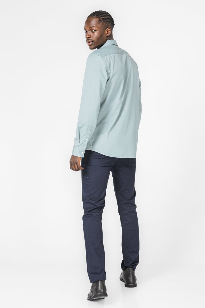 KENNETH COLE - חולצה מכופתרת במבוק בצבע ירוק - MASHBIR//365