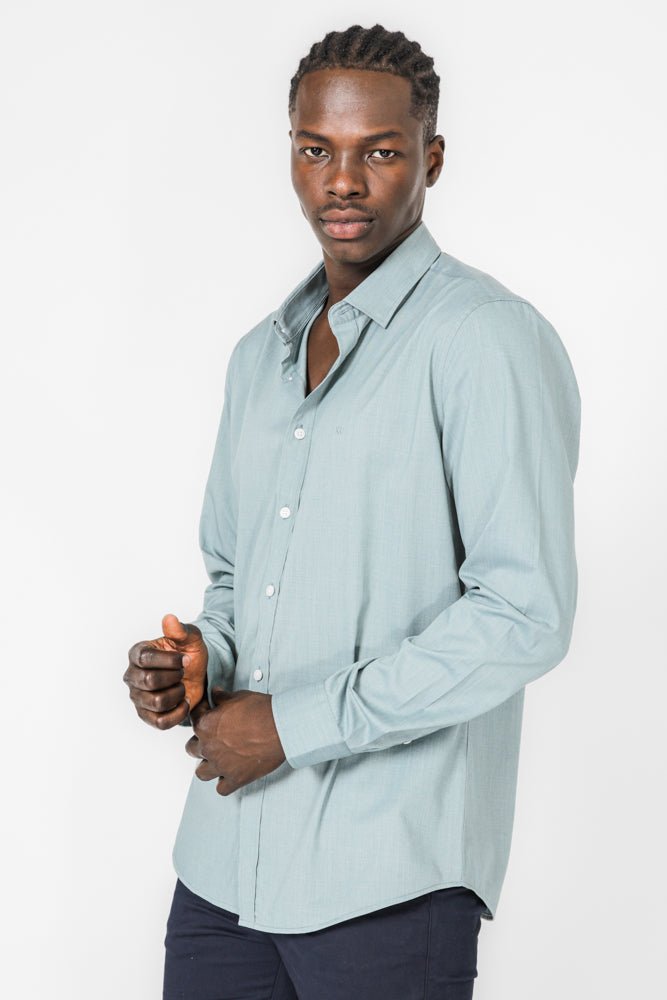 KENNETH COLE - חולצה מכופתרת במבוק בצבע ירוק - MASHBIR//365