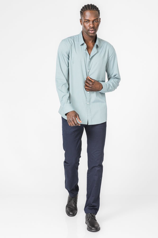 KENNETH COLE - חולצה מכופתרת במבוק בצבע ירוק - MASHBIR//365