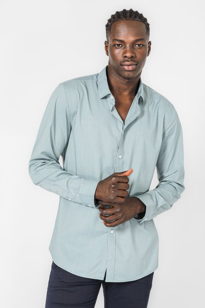 KENNETH COLE - חולצה מכופתרת במבוק בצבע ירוק - MASHBIR//365