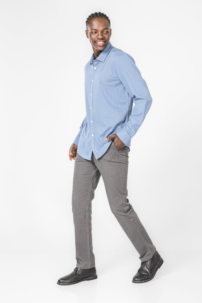 KENNETH COLE - חולצה מכופתרת במבוק לייקרה בצבע כחול - MASHBIR//365