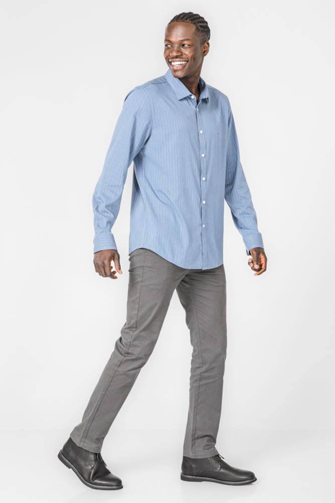 KENNETH COLE - חולצה מכופתרת במבוק לייקרה בצבע כחול - MASHBIR//365