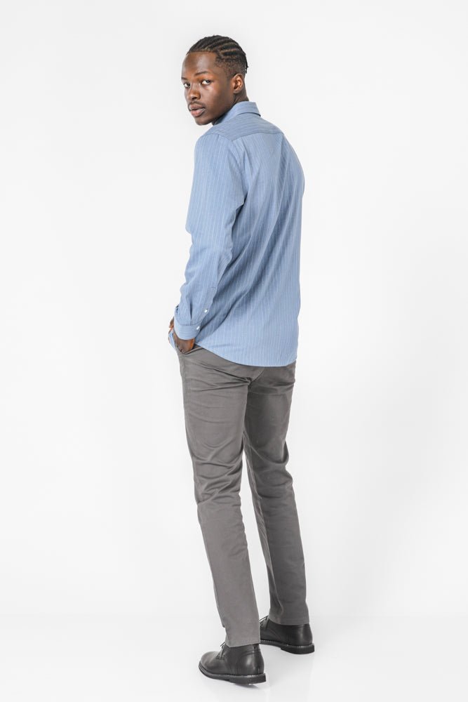 KENNETH COLE - חולצה מכופתרת במבוק לייקרה בצבע כחול - MASHBIR//365