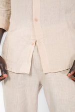 KENNETH COLE - חולצה מכופתרת פשתן בצבע STONE - MASHBIR//365