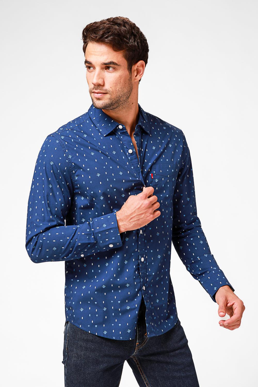 LEVI'S - חולצה מכופתרת הדפס עלים בצבע כחול - MASHBIR//365