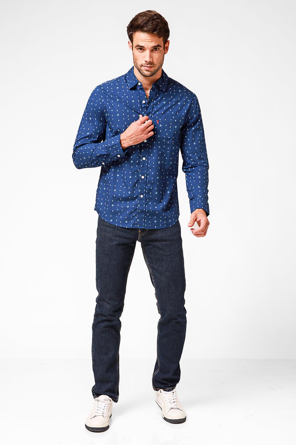 LEVI'S - חולצה מכופתרת הדפס עלים בצבע כחול - MASHBIR//365