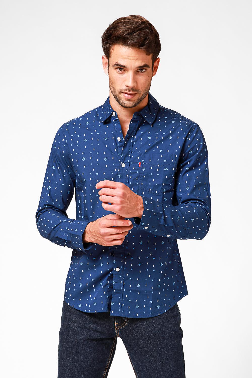 LEVI'S - חולצה מכופתרת הדפס עלים בצבע כחול - MASHBIR//365