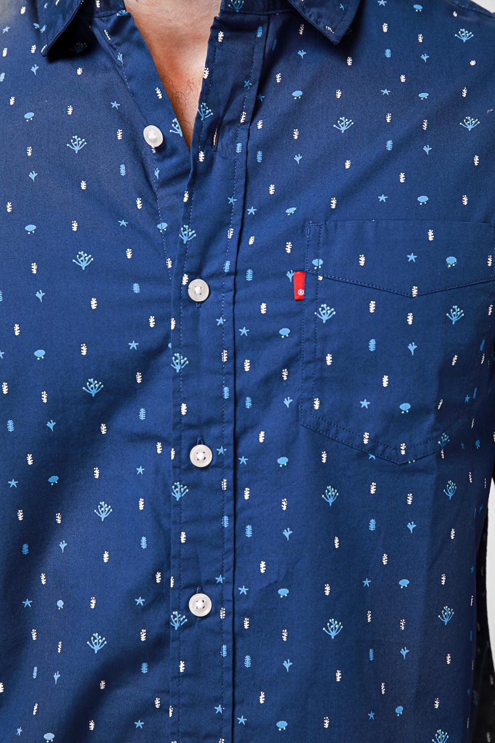 LEVI'S - חולצה מכופתרת הדפס עלים בצבע כחול - MASHBIR//365