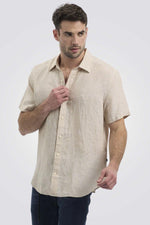 NAUTICA - חולצה מכופתרת קצרה בצבע בז' - MASHBIR//365