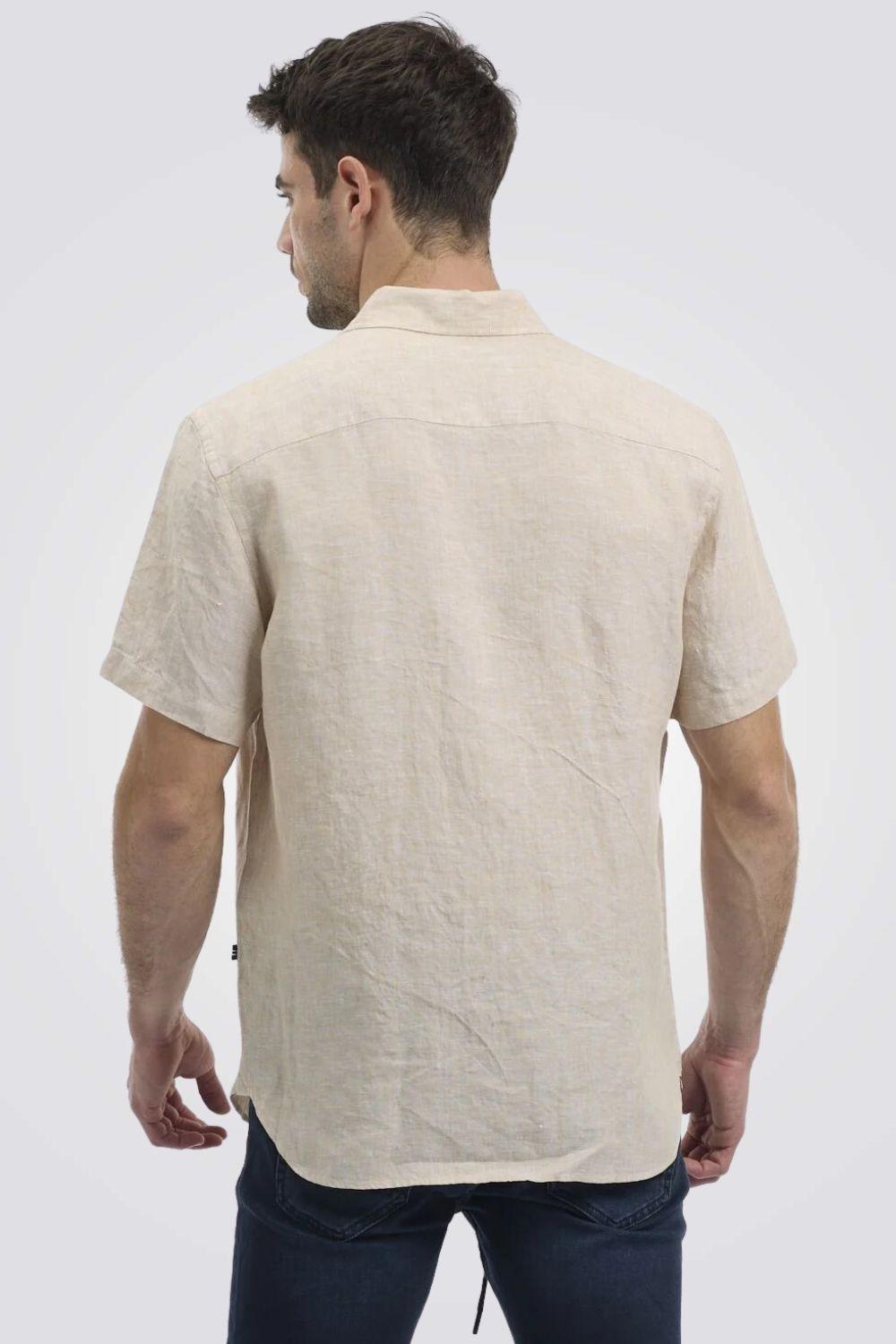 NAUTICA - חולצה מכופתרת קצרה בצבע בז' - MASHBIR//365