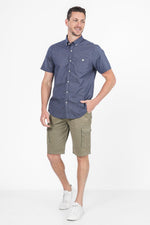 SCORCHER - חולצה מכופתרת קצרה בצבע נייבי - MASHBIR//365