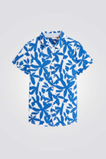 OKAIDI - חולצה מכופתרת קצרה לילדים בהדפס כחול לבן - MASHBIR//365