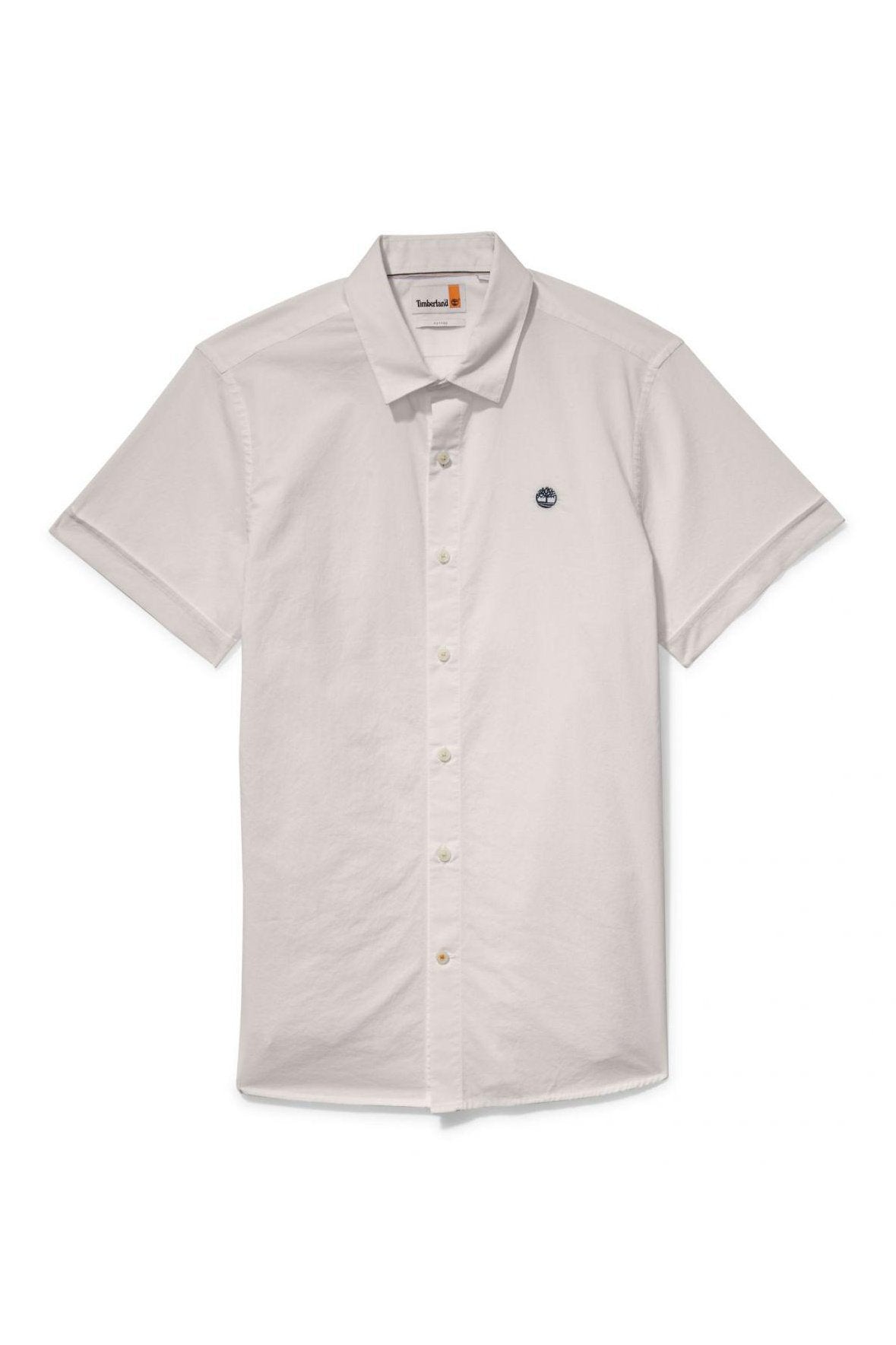 TIMBERLAND - חולצה מכופתרת קצרה עם לוגו בצבע לבן - MASHBIR//365
