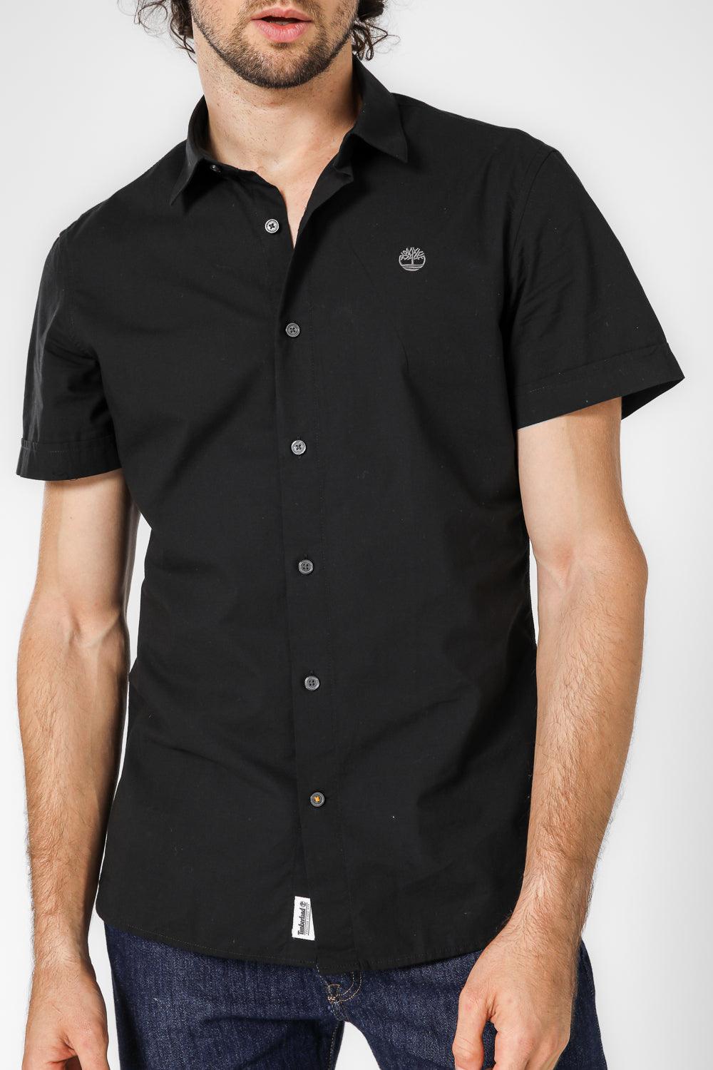 TIMBERLAND - חולצה מכופתרת קצרה עם לוגו בצבע שחור - MASHBIR//365