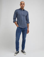 LEE - חולצה מכופתרת לגברים PATCH בצבע אפור - MASHBIR//365