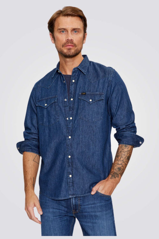 LEE - חולצה מכופתרת לגברים REGULAR WESTERN בצבע נייבי - MASHBIR//365