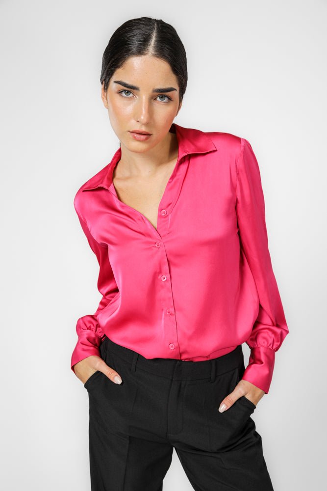 KENNETH COLE - חולצה מכופתרת לנשים בצבע ורוד - MASHBIR//365