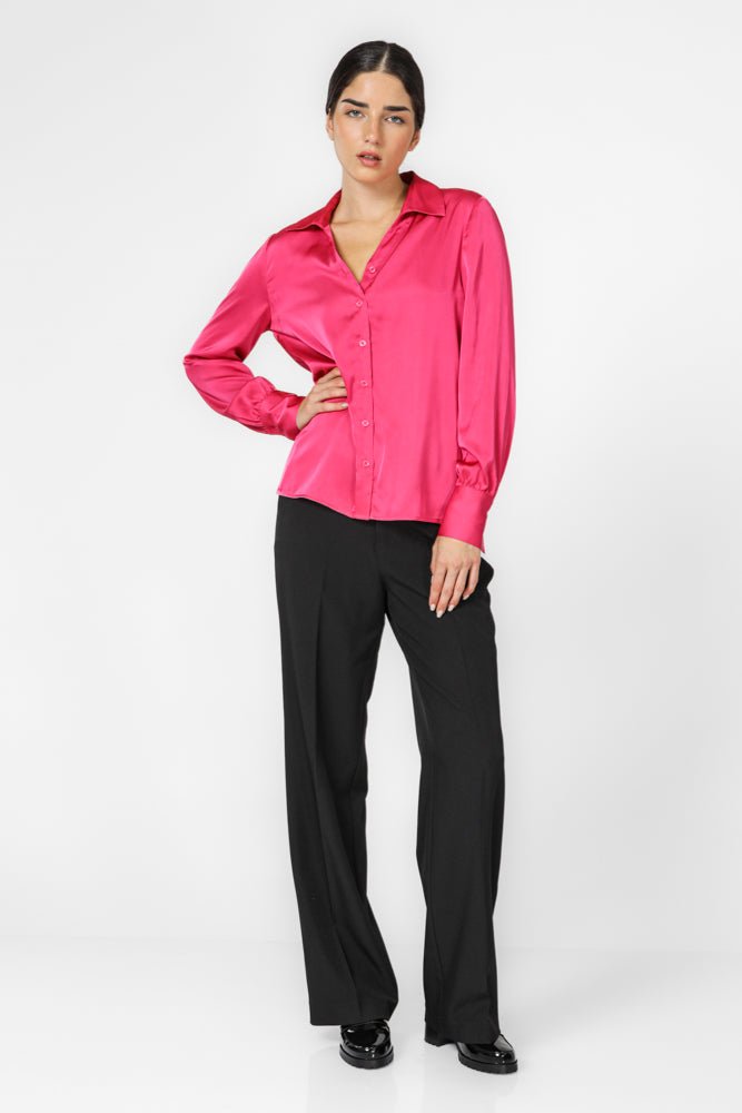 KENNETH COLE - חולצה מכופתרת לנשים בצבע ורוד - MASHBIR//365