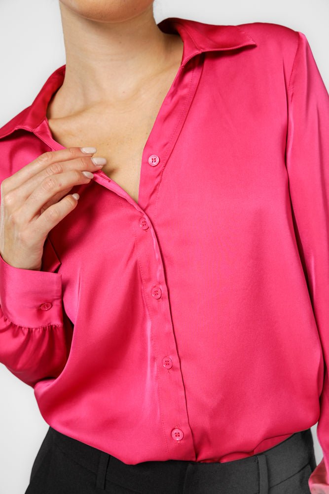 KENNETH COLE - חולצה מכופתרת לנשים בצבע ורוד - MASHBIR//365