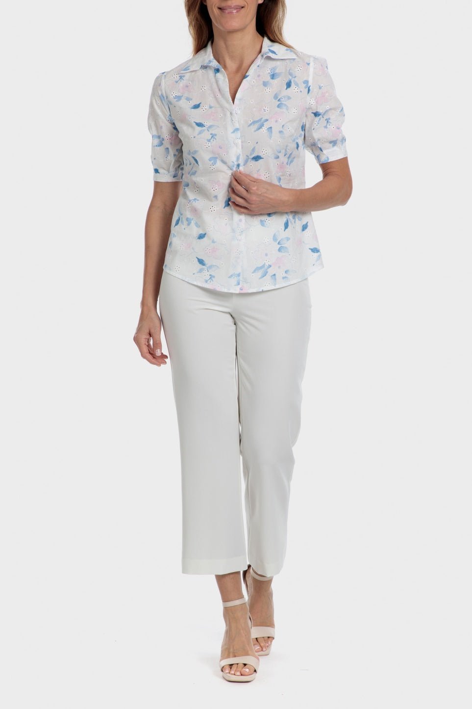 PUNT ROMA - חולצה מכופתרת עם הדפס בצבע לבן - MASHBIR//365