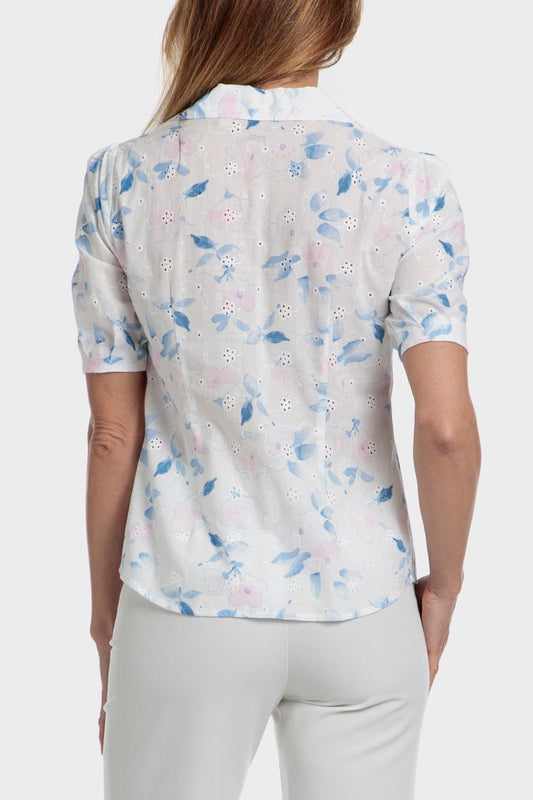 PUNT ROMA - חולצה מכופתרת עם הדפס בצבע לבן - MASHBIR//365