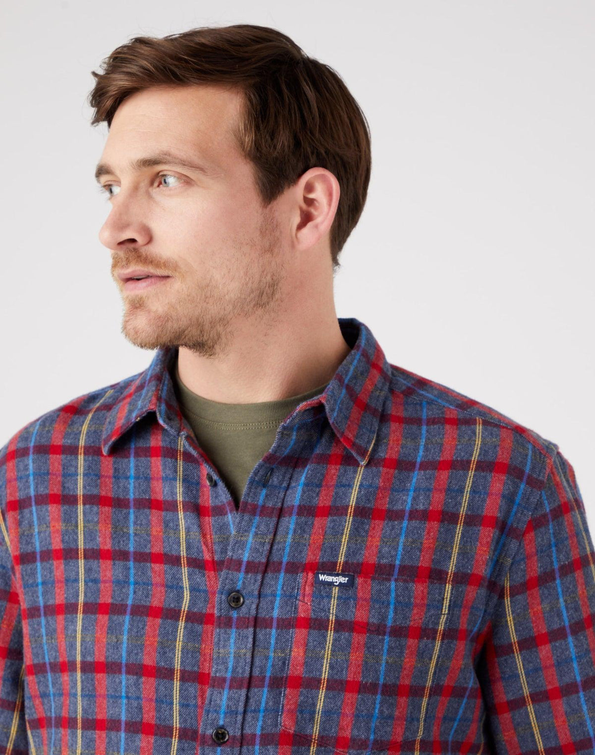 WRANGLER - חולצה מכופתרת משבצות בצבע נייבי - MASHBIR//365