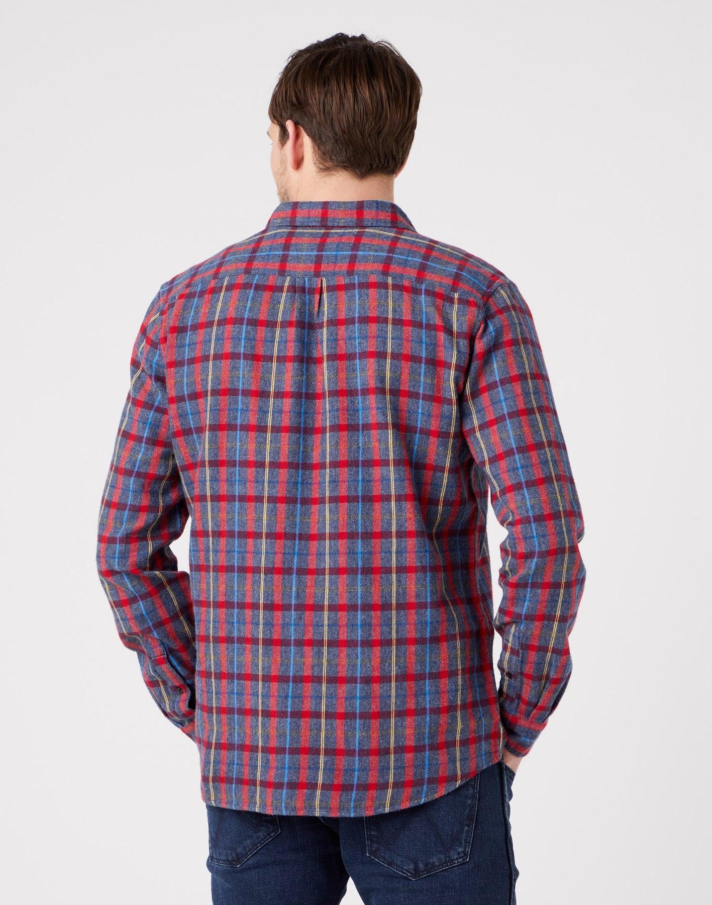 WRANGLER - חולצה מכופתרת משבצות בצבע נייבי - MASHBIR//365