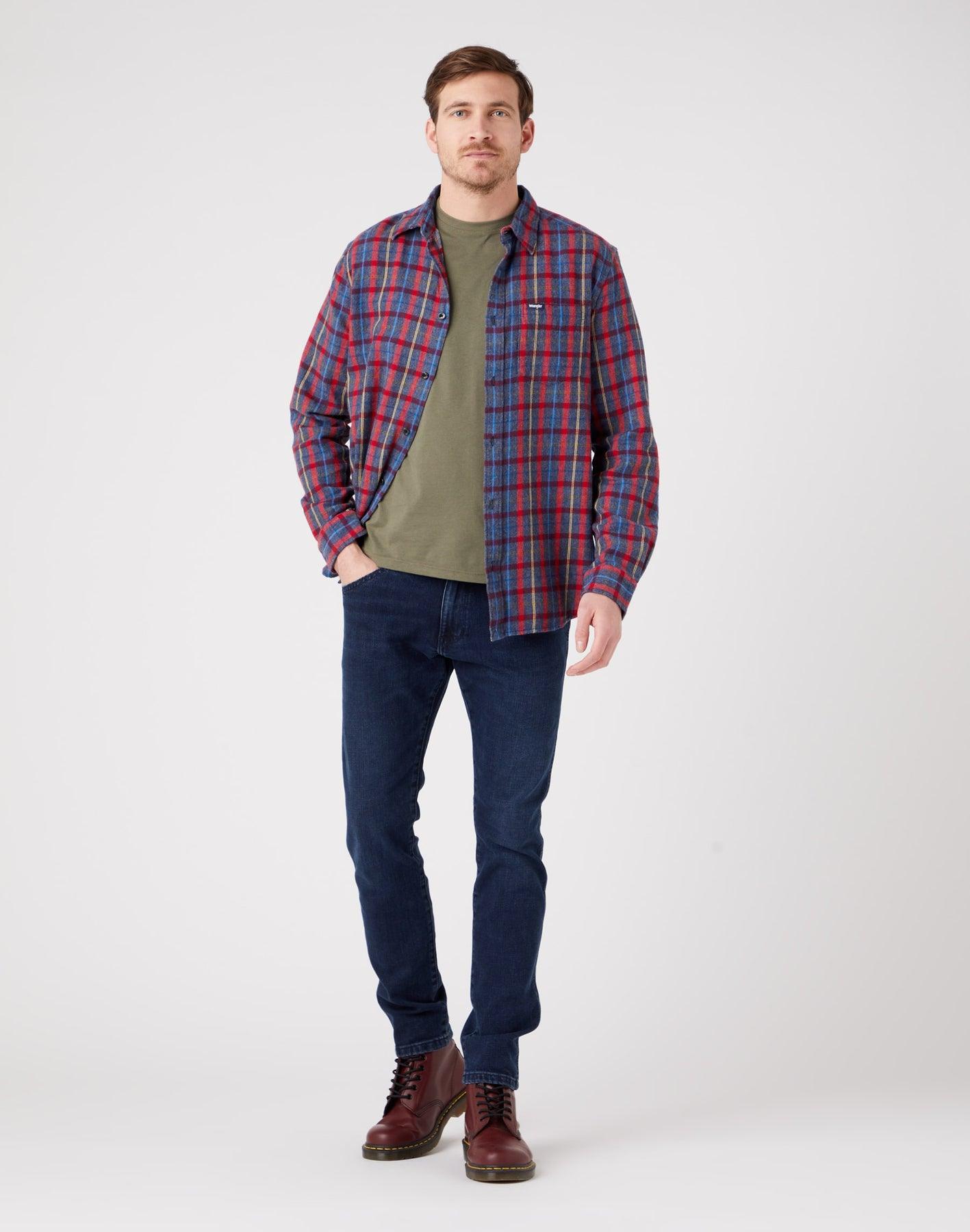 WRANGLER - חולצה מכופתרת משבצות בצבע נייבי - MASHBIR//365