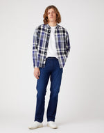 WRANGLER - חולצה מכופתרת משבצות בצבע כחול - MASHBIR//365