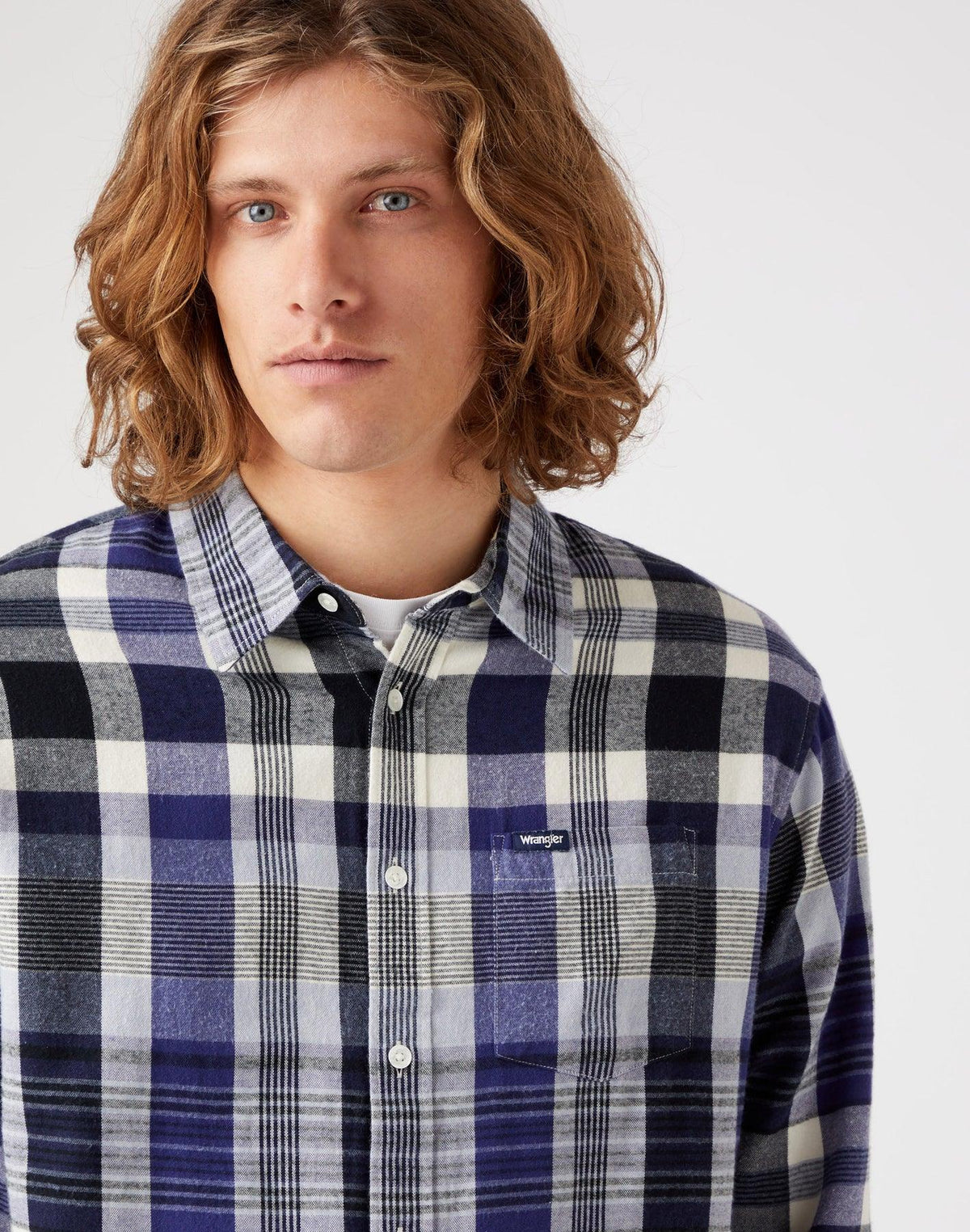 WRANGLER - חולצה מכופתרת משבצות בצבע כחול - MASHBIR//365