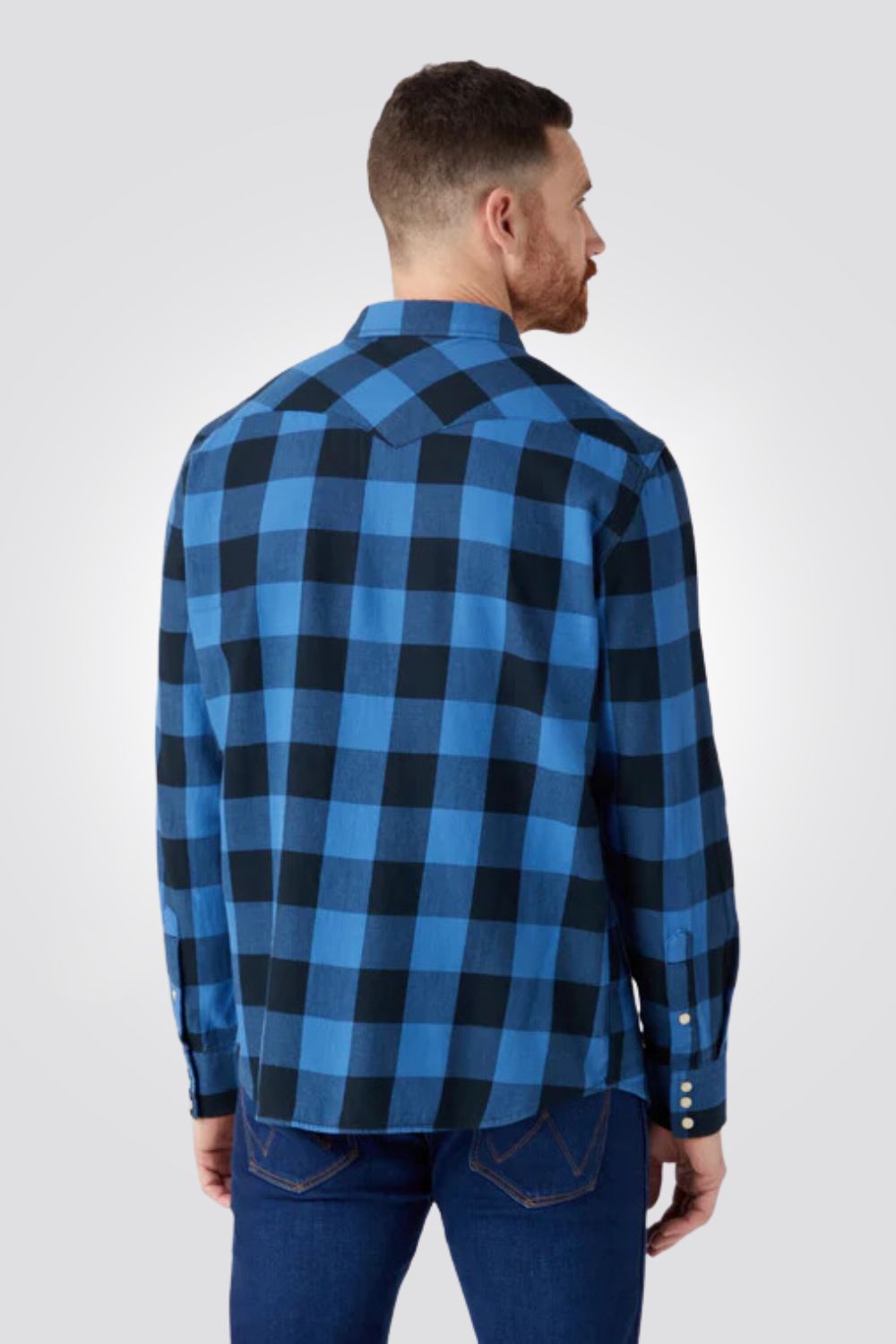 WRANGLER - חולצה מכופתרת משבצות בצבע כחול ושחור - MASHBIR//365