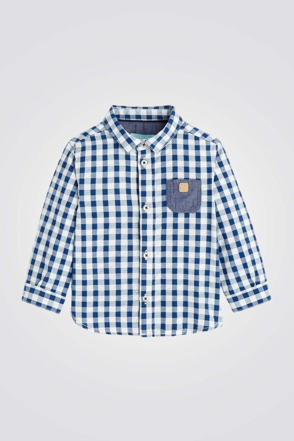 OBAIBI - חולצה מכופתרת משבצות לתינוקות בצבע כחול - MASHBIR//365