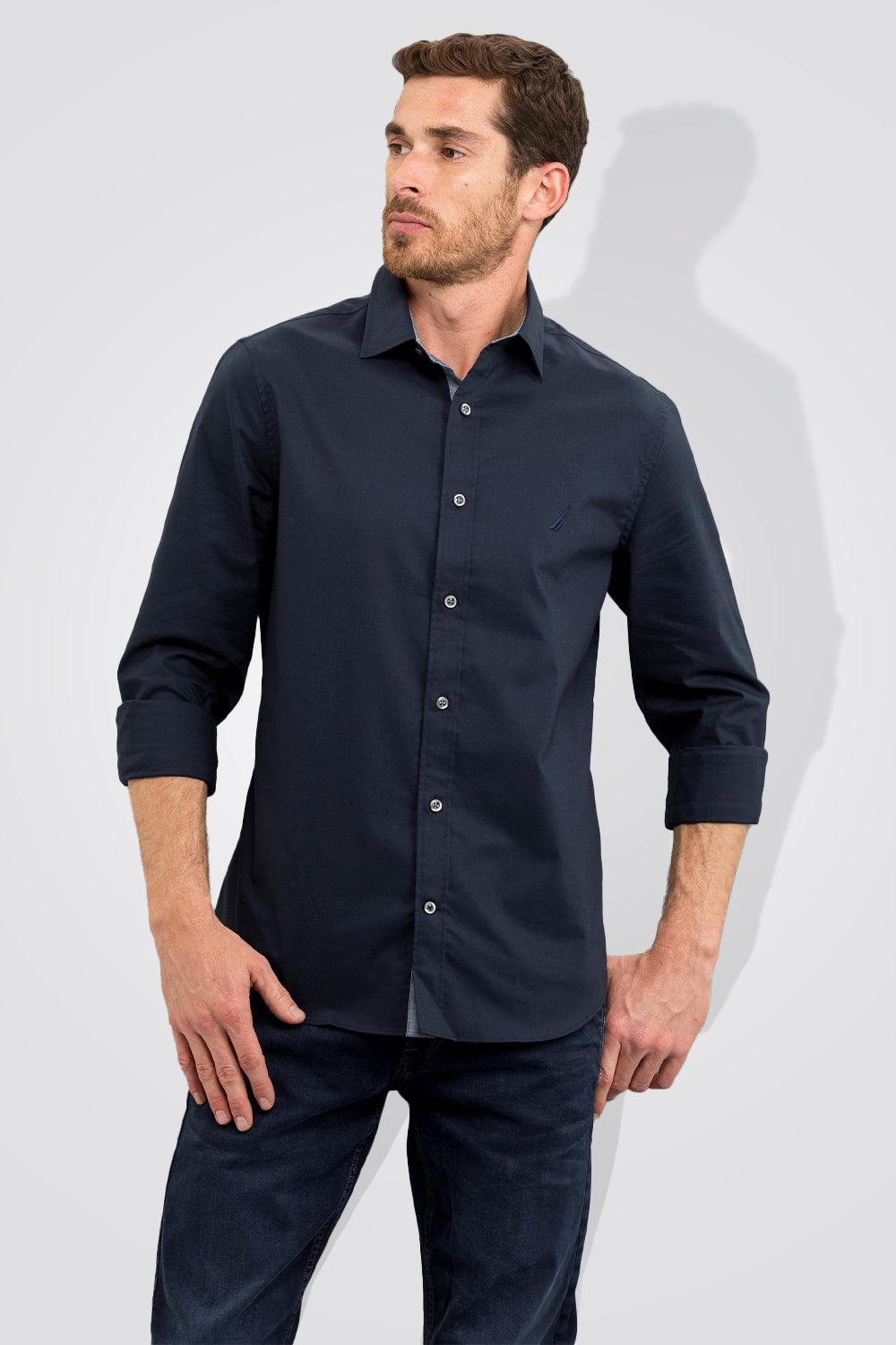 NAUTICA - חולצה מכופתרת נייבי TAILORED FIT - MASHBIR//365