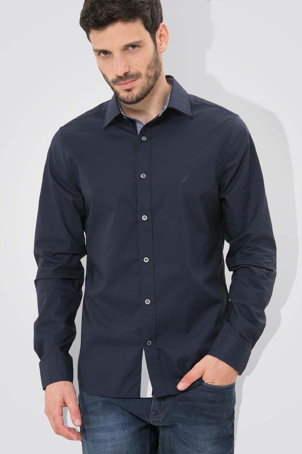 NAUTICA - חולצה מכופתרת נייבי TAILORED FIT - MASHBIR//365