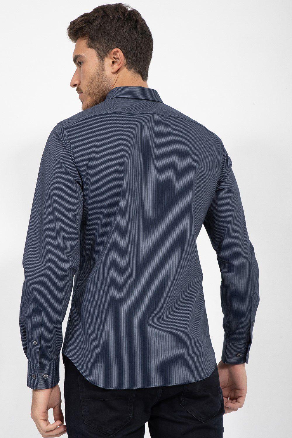 NAUTICA - חולצה מכופתרת נייבי TAILORED FIT בהדפס פסים - MASHBIR//365