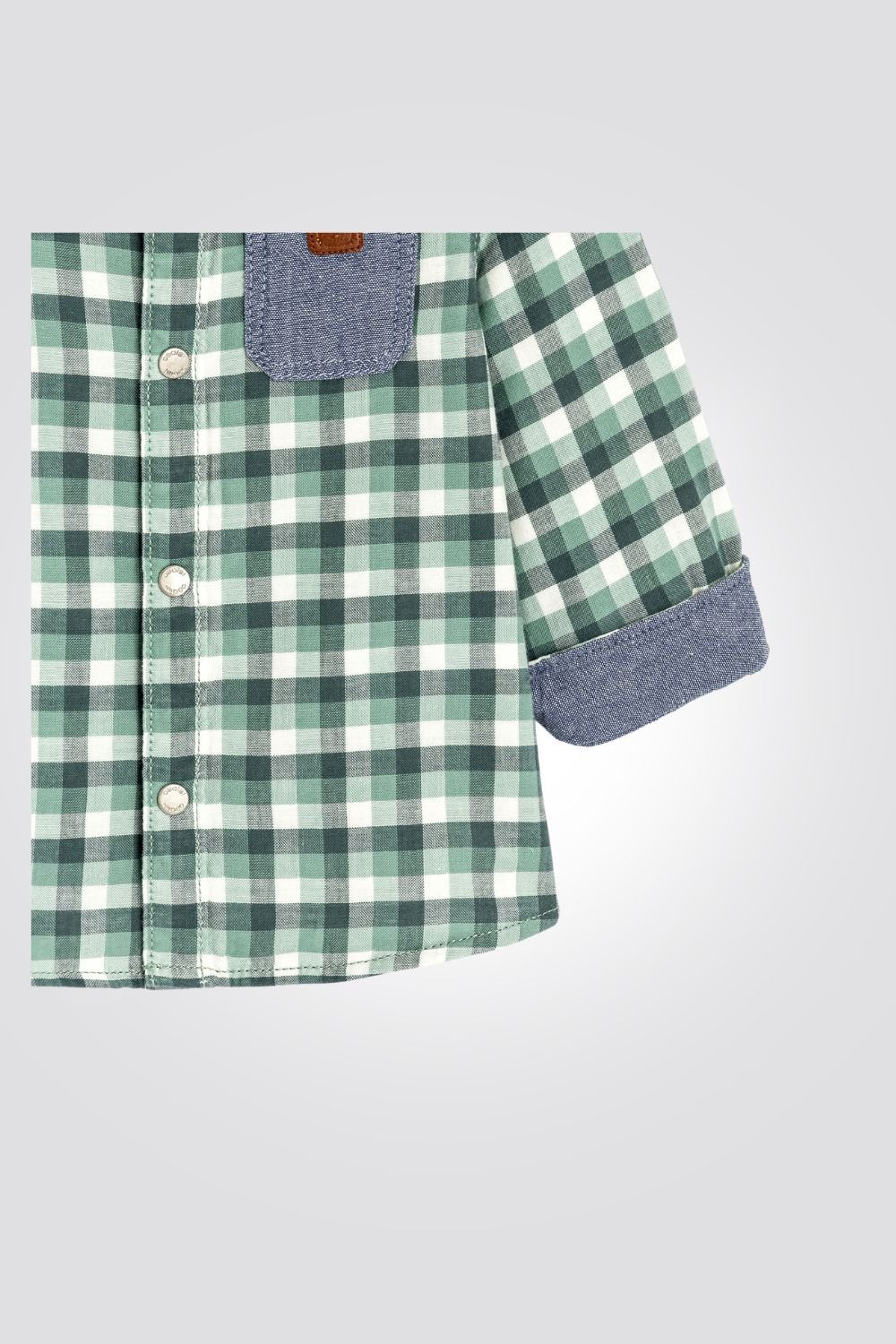 OBAIBI - חולצה מכופתרת שרוול ארוך משובצת בצבע ירוק - MASHBIR//365