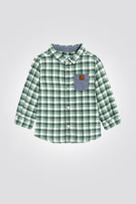 OBAIBI - חולצה מכופתרת שרוול ארוך משובצת בצבע ירוק - MASHBIR//365