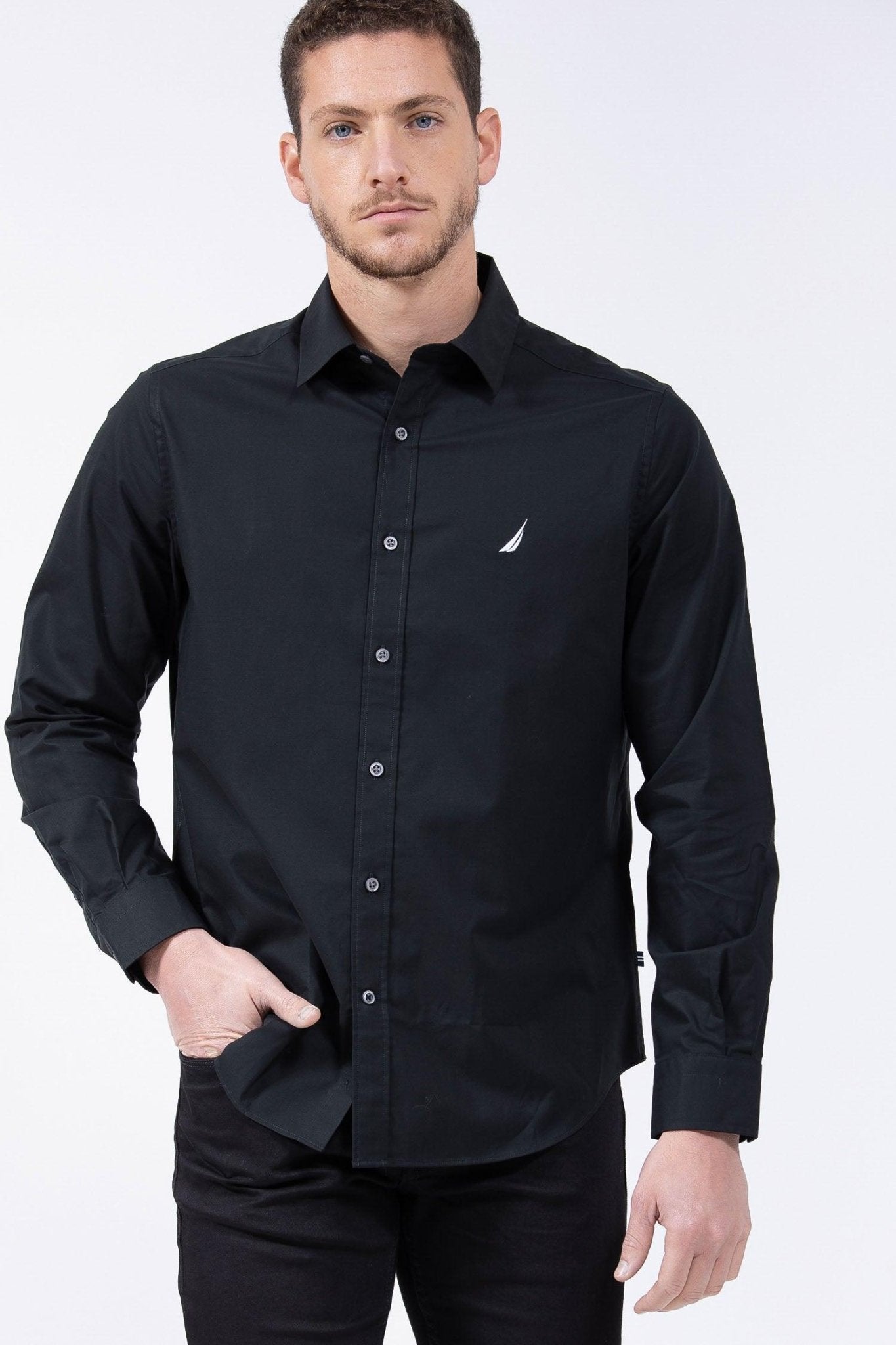 NAUTICA - חולצה מכופתרת שחור CLASSIC FIT - MASHBIR//365