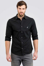 NAUTICA - חולצה מכופתרת שחורה TAILORED FIT - MASHBIR//365