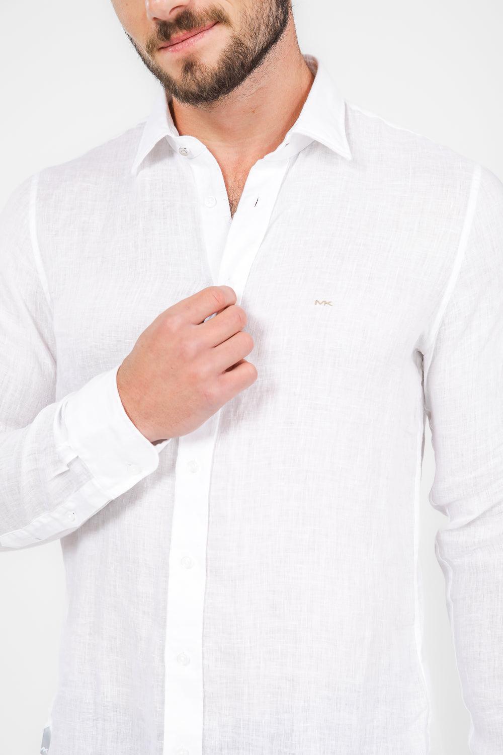 MICHAEL KORS - חולצה מכופתרת SLIM FIT בצבע לבן - MASHBIR//365