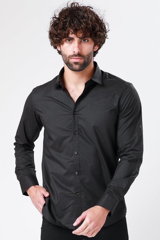 KENNETH COLE - חולצה מכופתרת SLIM FIT בצבע שחור - MASHBIR//365