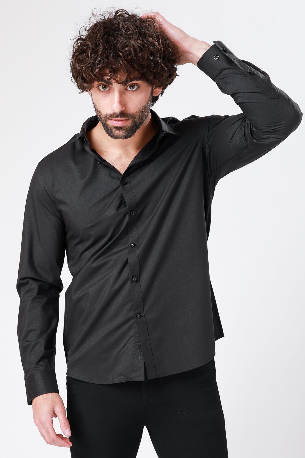 KENNETH COLE - חולצה מכופתרת SLIM FIT בצבע שחור - MASHBIR//365