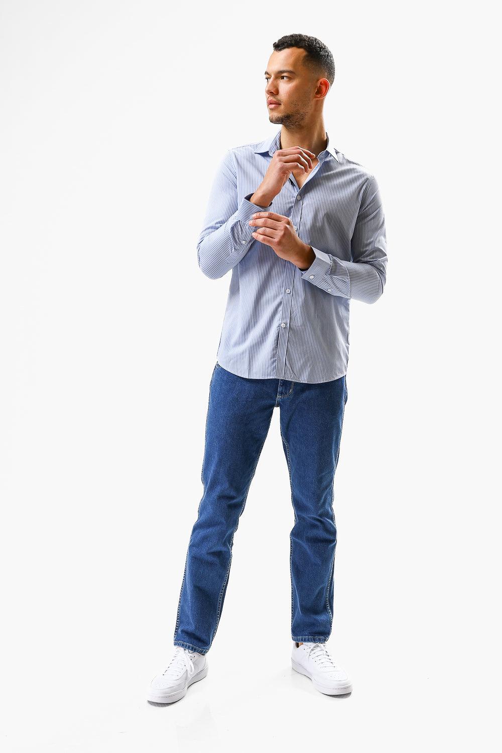 KENNETH COLE - חולצה מכופתרת SLIM FIT בצבע תכלת - MASHBIR//365