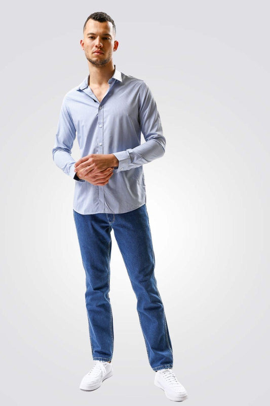 KENNETH COLE - חולצה מכופתרת SLIM FIT בצבע תכלת - MASHBIR//365