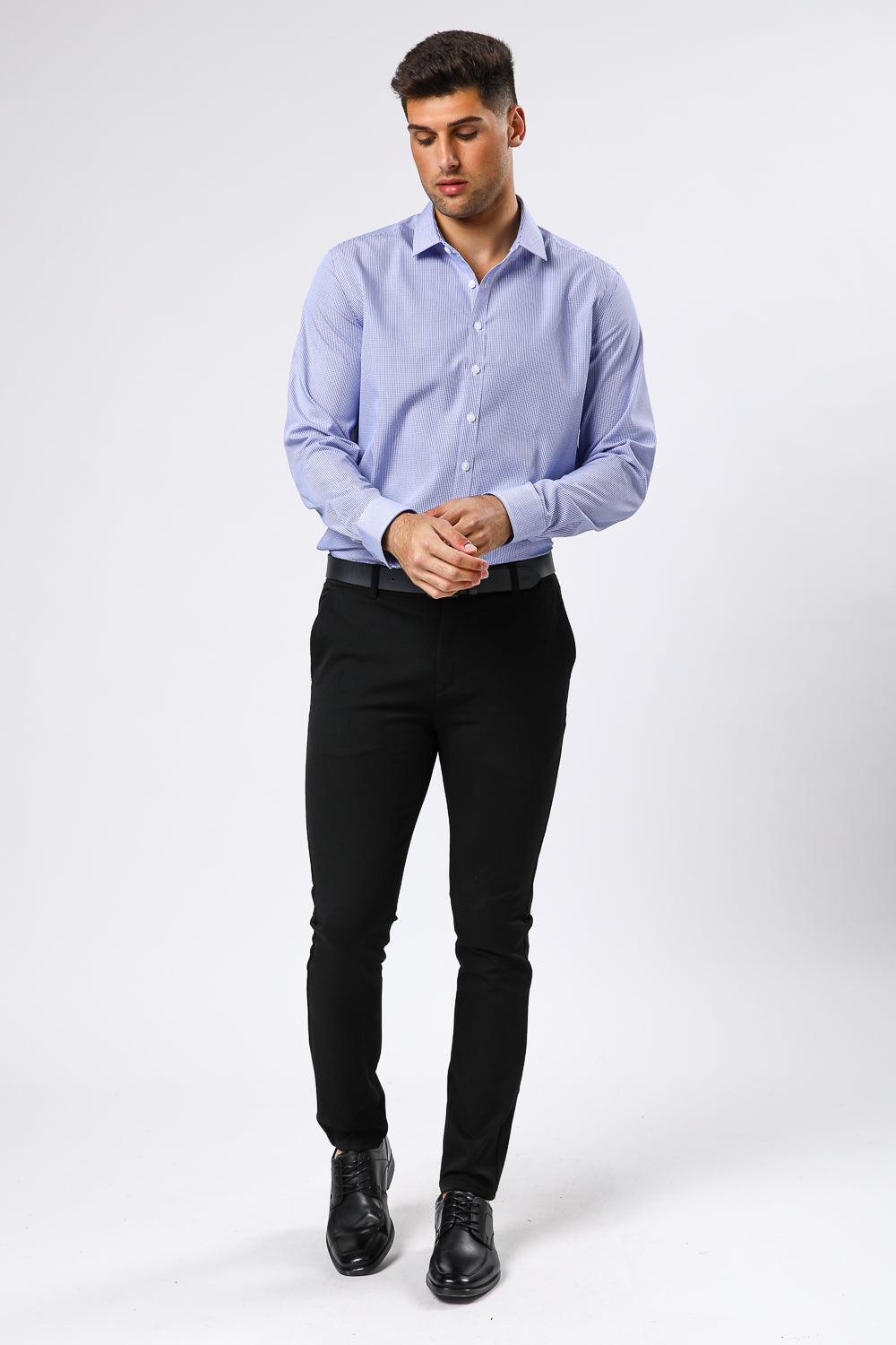 KENNETH COLE - חולצה מכופתרת SLIM FIT משבצות כחול - MASHBIR//365