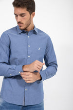 NAUTICA - חולצה מכופתרת כחול ג'ינס TAILORED FIT - MASHBIR//365