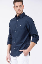 NAUTICA - חולצה מכופתרת כחול נייבי CLASSIC FIT - MASHBIR//365