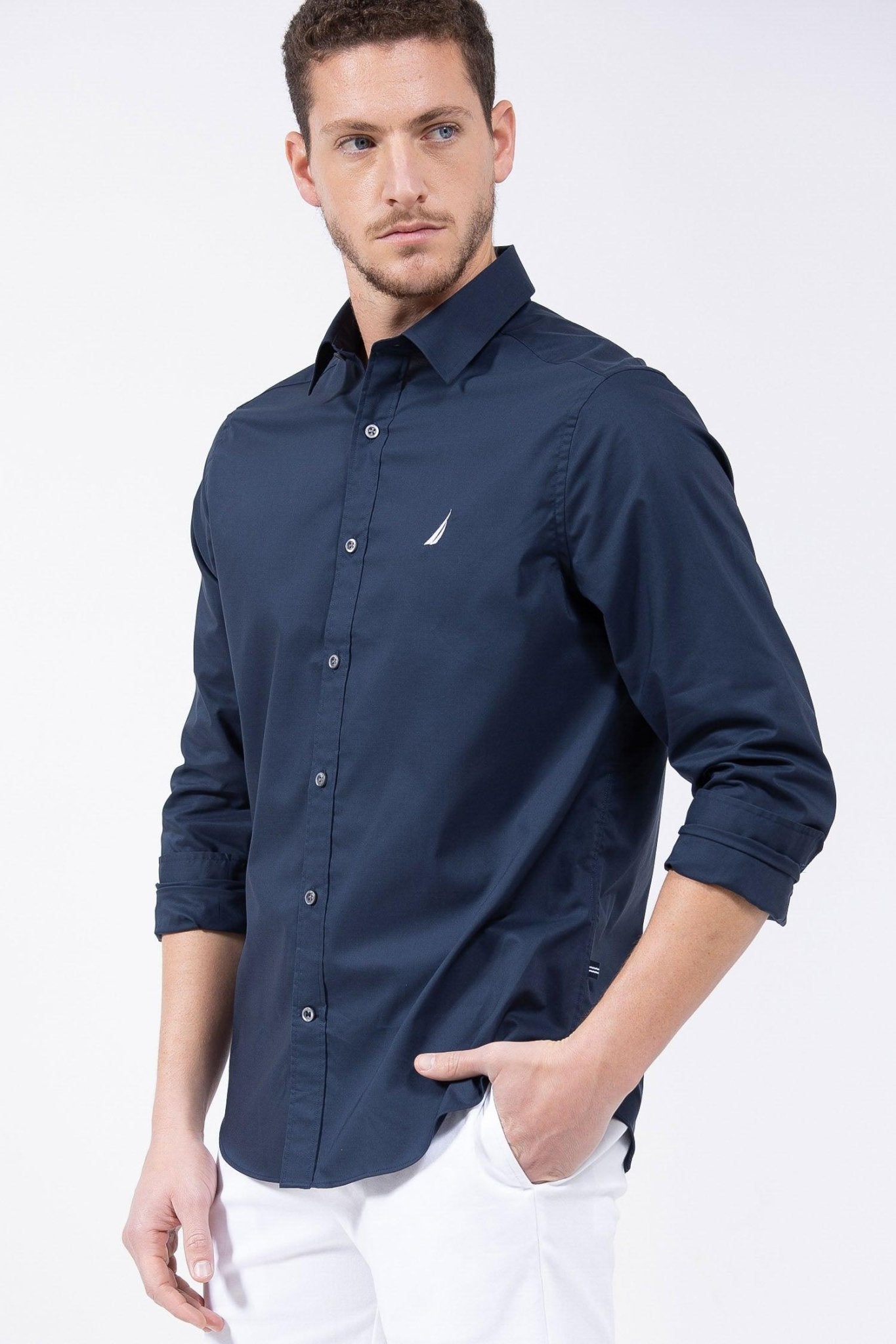 NAUTICA - חולצה מכופתרת כחול נייבי CLASSIC FIT - MASHBIR//365